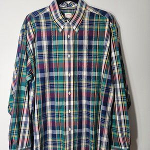 Brooks Brothers Plaid Long Sleeve button up Shirt Mens Size Large 100% cotton